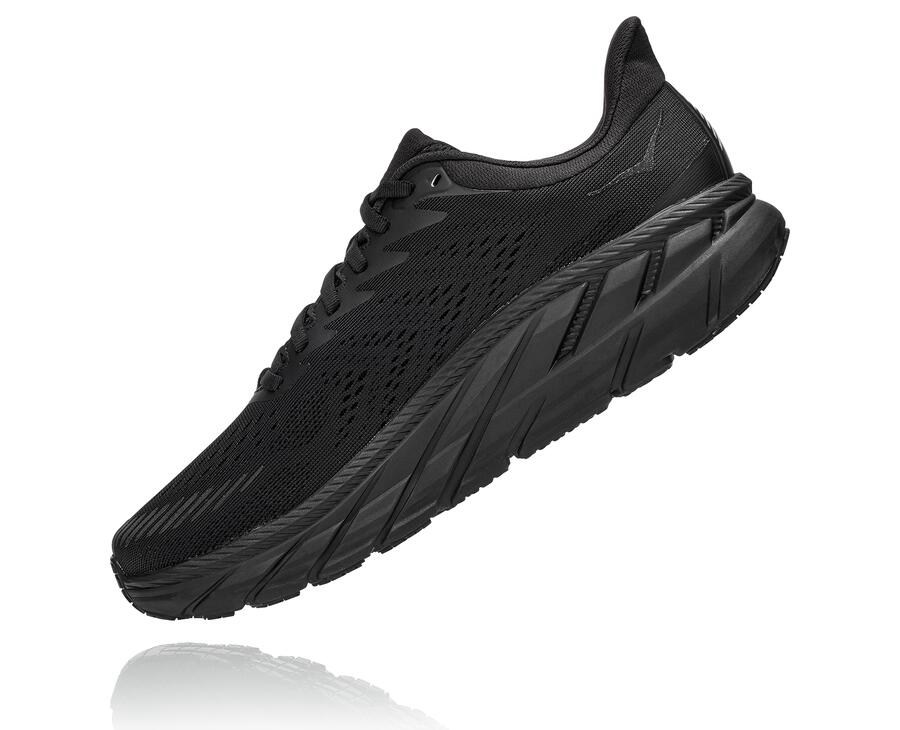 Running Shoes Mens - Hoka One One Clifton 7 - Black - HXLUFBT-78